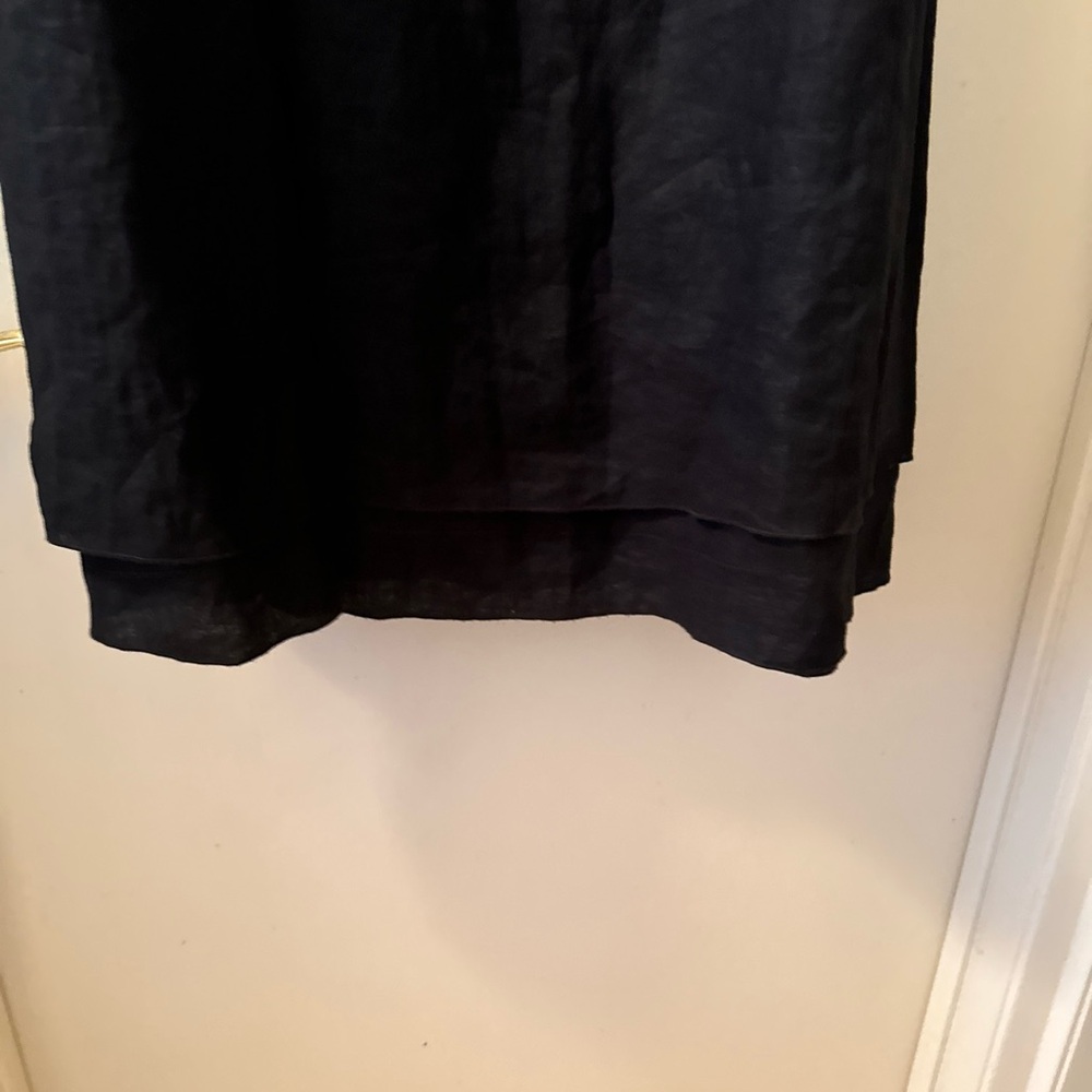 EILEEN FISHER 100% IRISH LINEN Double Layer Lagenlook Dress M black sleeveless - Picture 7 of 7